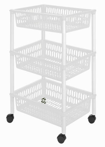 HEIDRUN Regál na kolieskach 40 × 30 × 66 cm košový sivý, 3 poschodia, plast