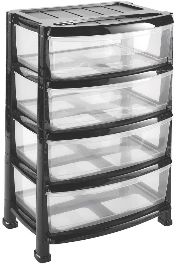HEIDRUN Regál so zásuvkami 55 × 40 × 78 cm čierny, plast