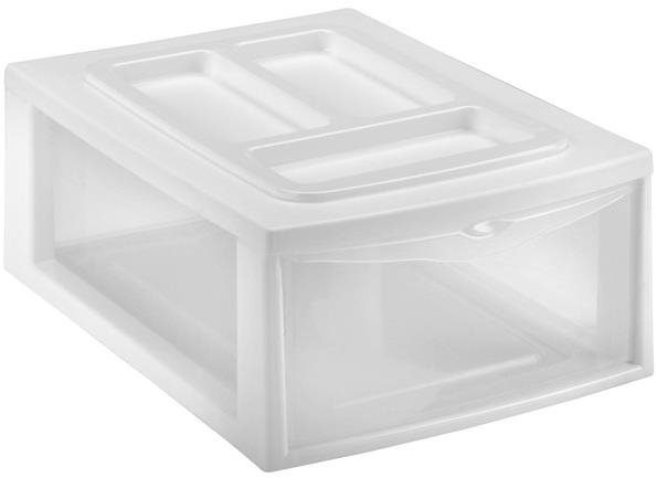 HEIDRUN Regál 38 × 27 × 14 cm so zásuvkou, biely, plast