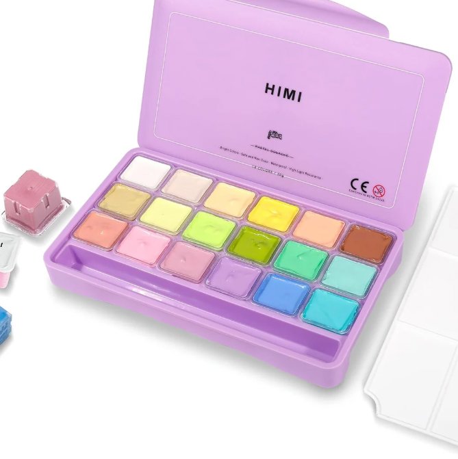 HIMI Jelly Cup Gouache Sada 18 Colours, Pastel Edition
