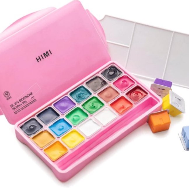 HIMI Jelly Cup Gouache Sada 18 Colours, Pink Edition