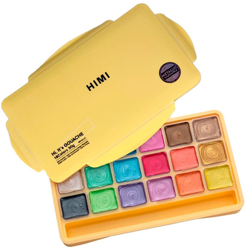 HIMI Jelly Cup Gouache Sada 18 Colours, Metallic Edition