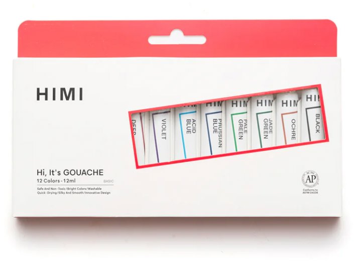 HIMI Tube Gouache Sada 12 Colours, 12 ml