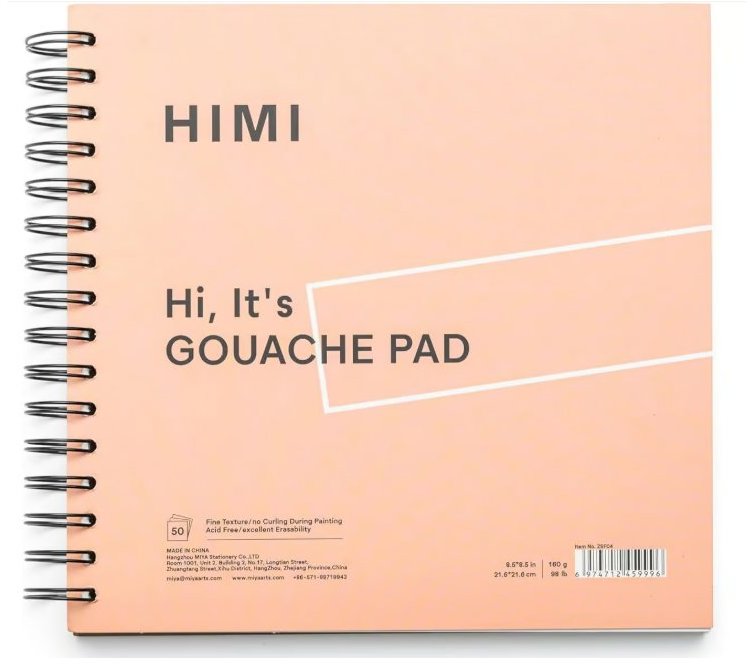 HIMI Gouache Pad Pink krúžkový, 21,5 × 21,5 cm, 50 listov