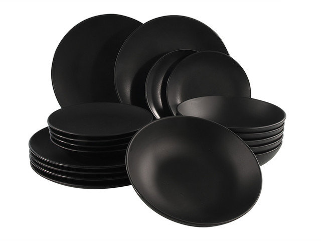 HIT Jedálenská súprava 18 ks čierna