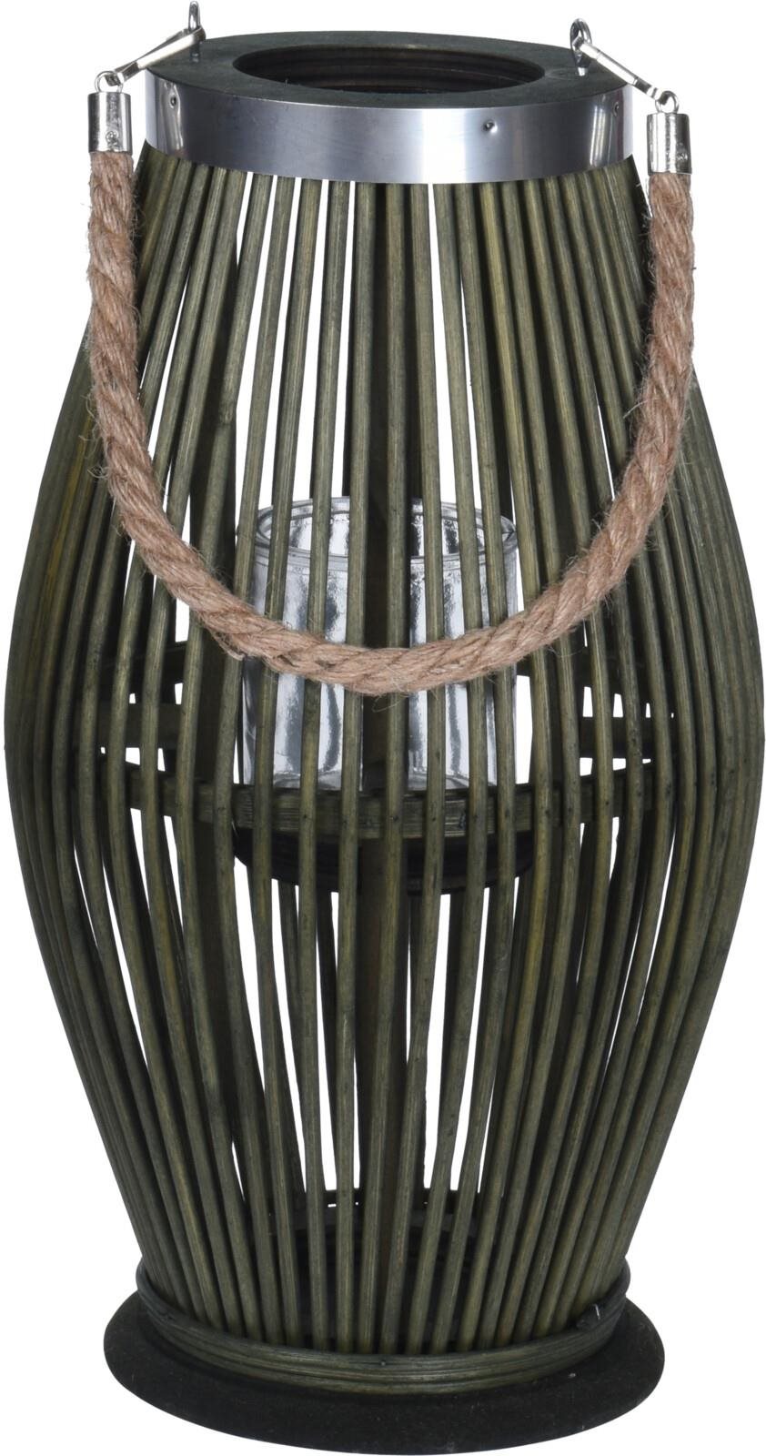 H & L Bambusový lampáš Green 21 × 38 cm, zelený