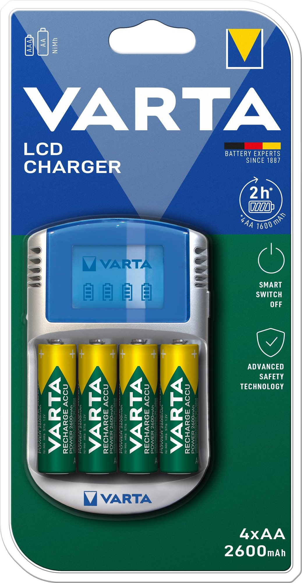 VARTA nabíječka LCD Charger + 4 AA 2600 mAh R2U & 12V & USB