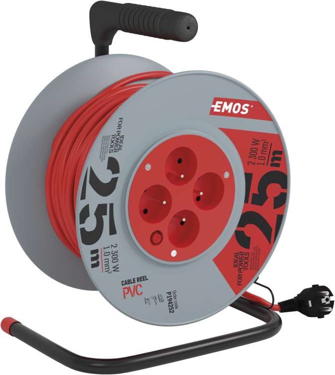 Emos PVC predlžovací kábel na bubne – 4 zásuvky 25 m