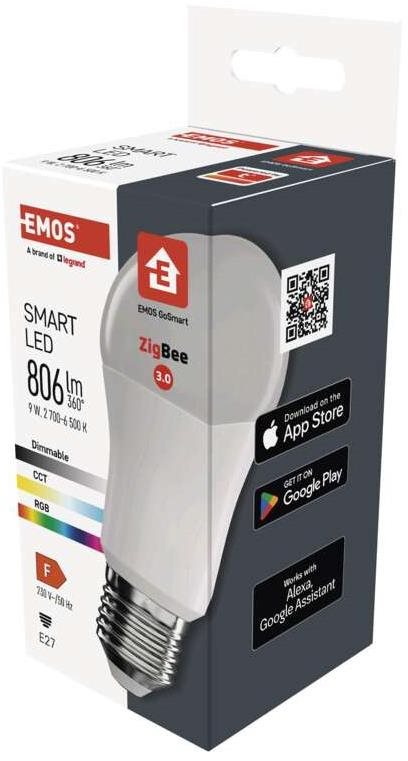 EMOS Inteligentná LED žiarovka GoSmart A60 E27 9 W (60 W) 806 lm RGB stmievateľná Zigbee