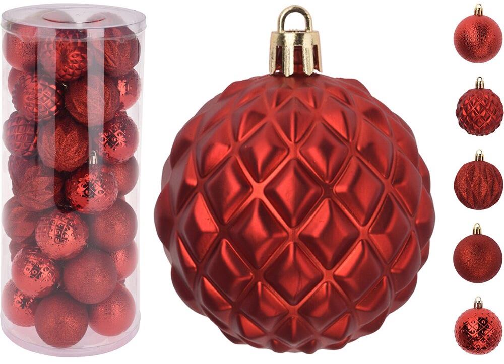 HIGHLIFE Súprava červených vianočných ozdôb 6 cm, 35 ks