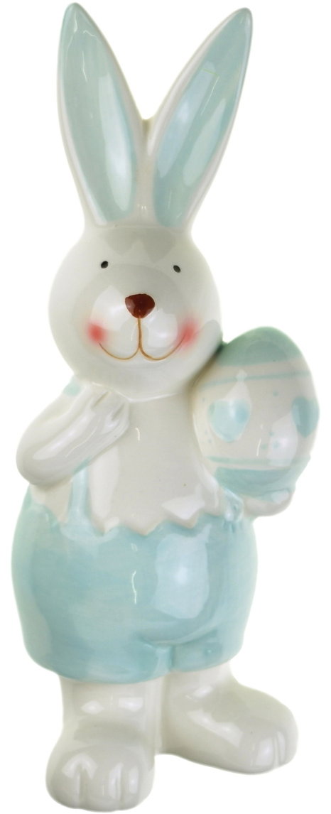 DOMMIO Veľkonočná dekorácia – Zajac keramický s vajíčkom 21 cm