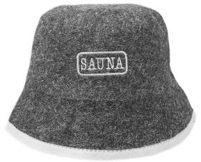 SOTRA Čiapka do sauny s výšivkou SAUNA, sivá, vlna