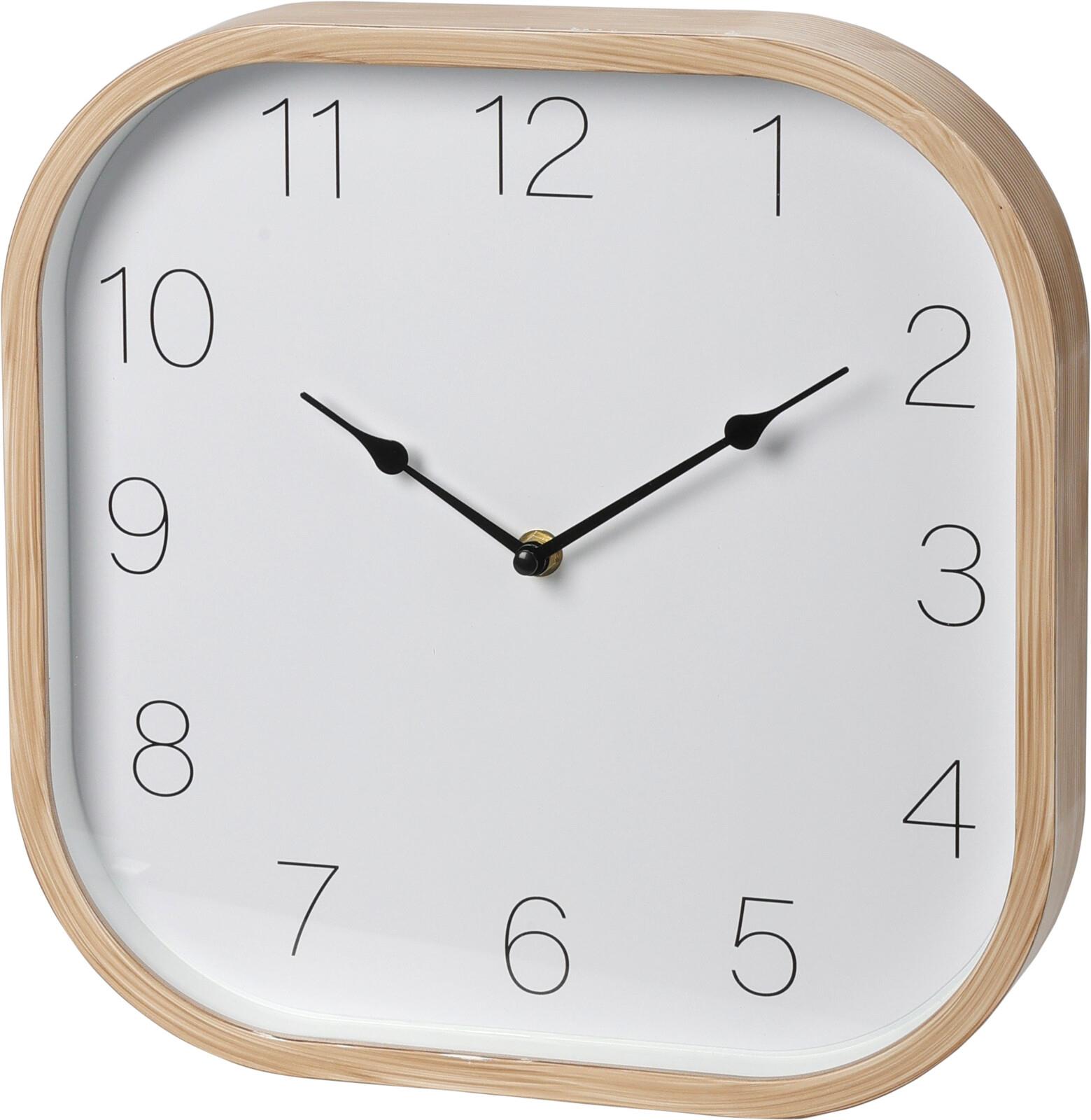 H & L Nástenné hodiny Quadro, drevený rám, 30 × 30 cm