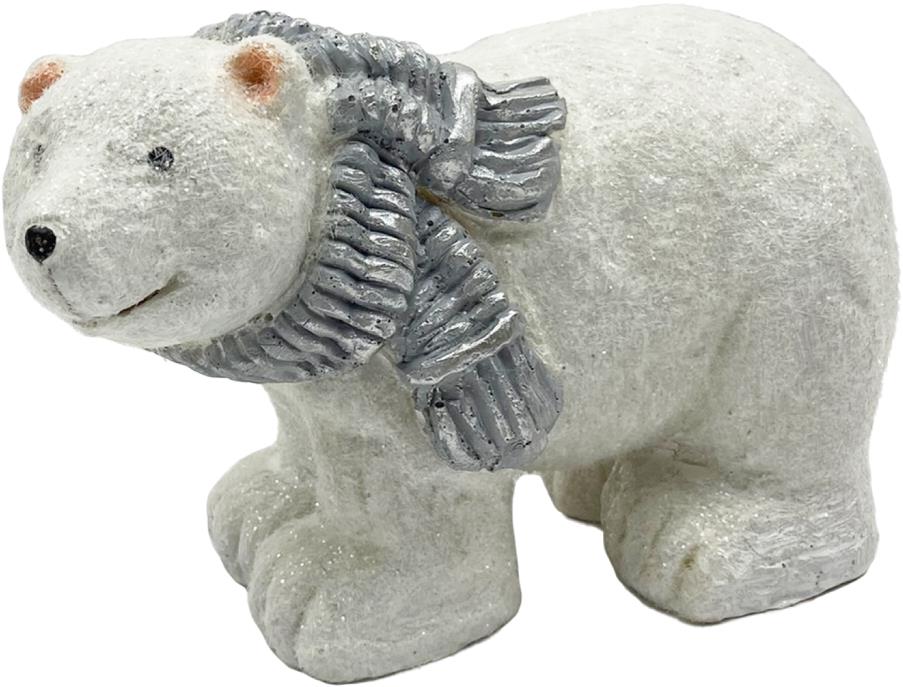 PRODEX Vianočná dekorácia – ľadový medveď so šálom, väčší, 23 × 14 cm