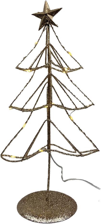 PRODEX Vianočná dekorácia – LED stromček s hviezdou, zlatý, 30 cm