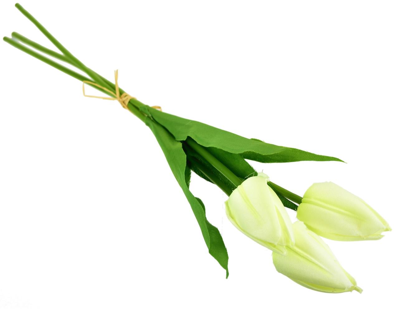 BerryHome Zväzok 3 ks tulipánov, krémové, 50 cm