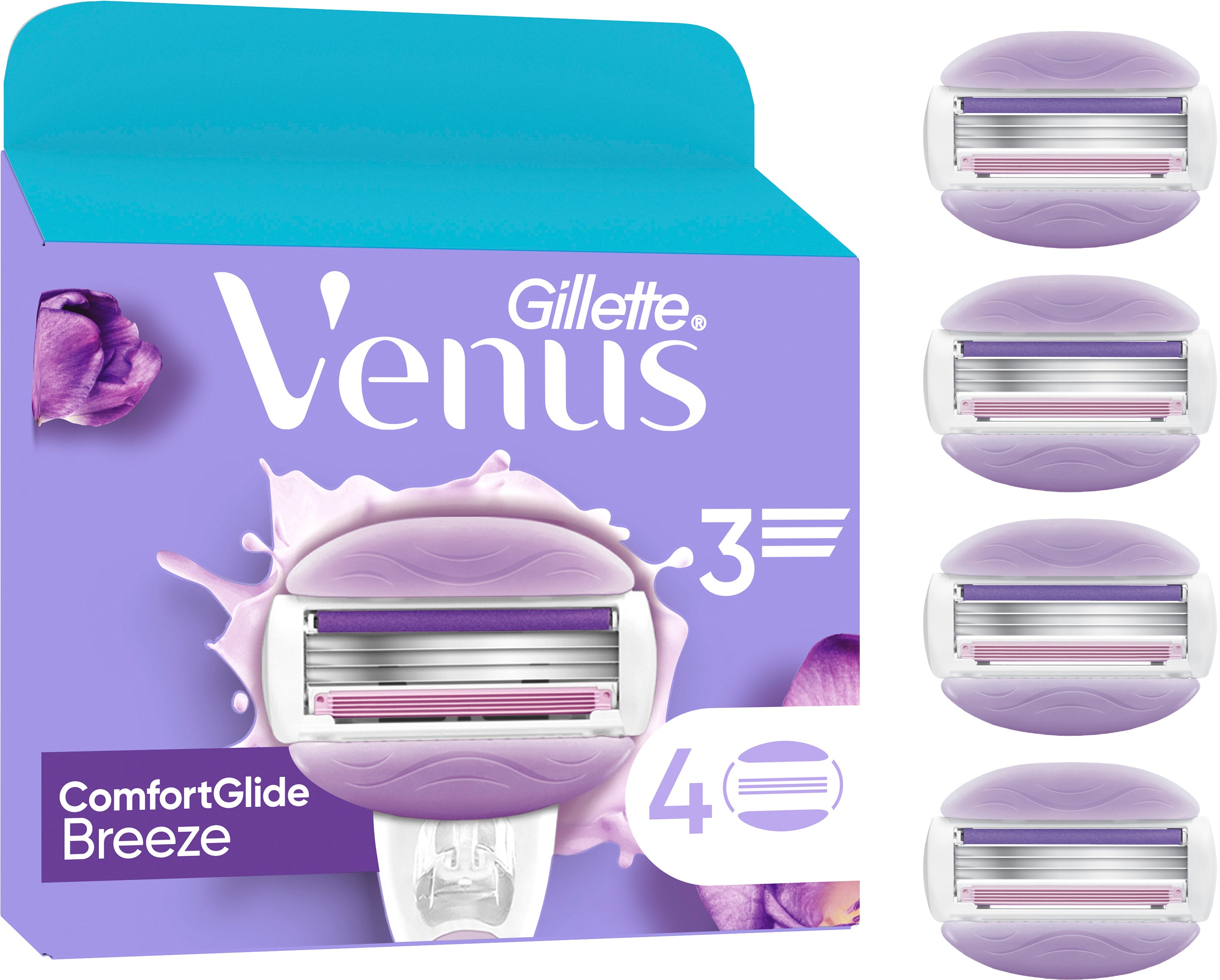 GILLETTE Venus, ComfortGlide Breeze, dámske náhradné hlavice, 4 ks