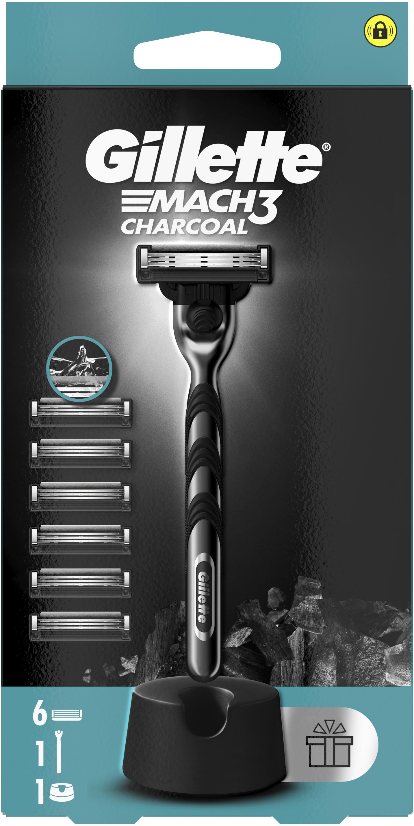 GILLETTE Mach3 Charcoal + hlavica 6 ks