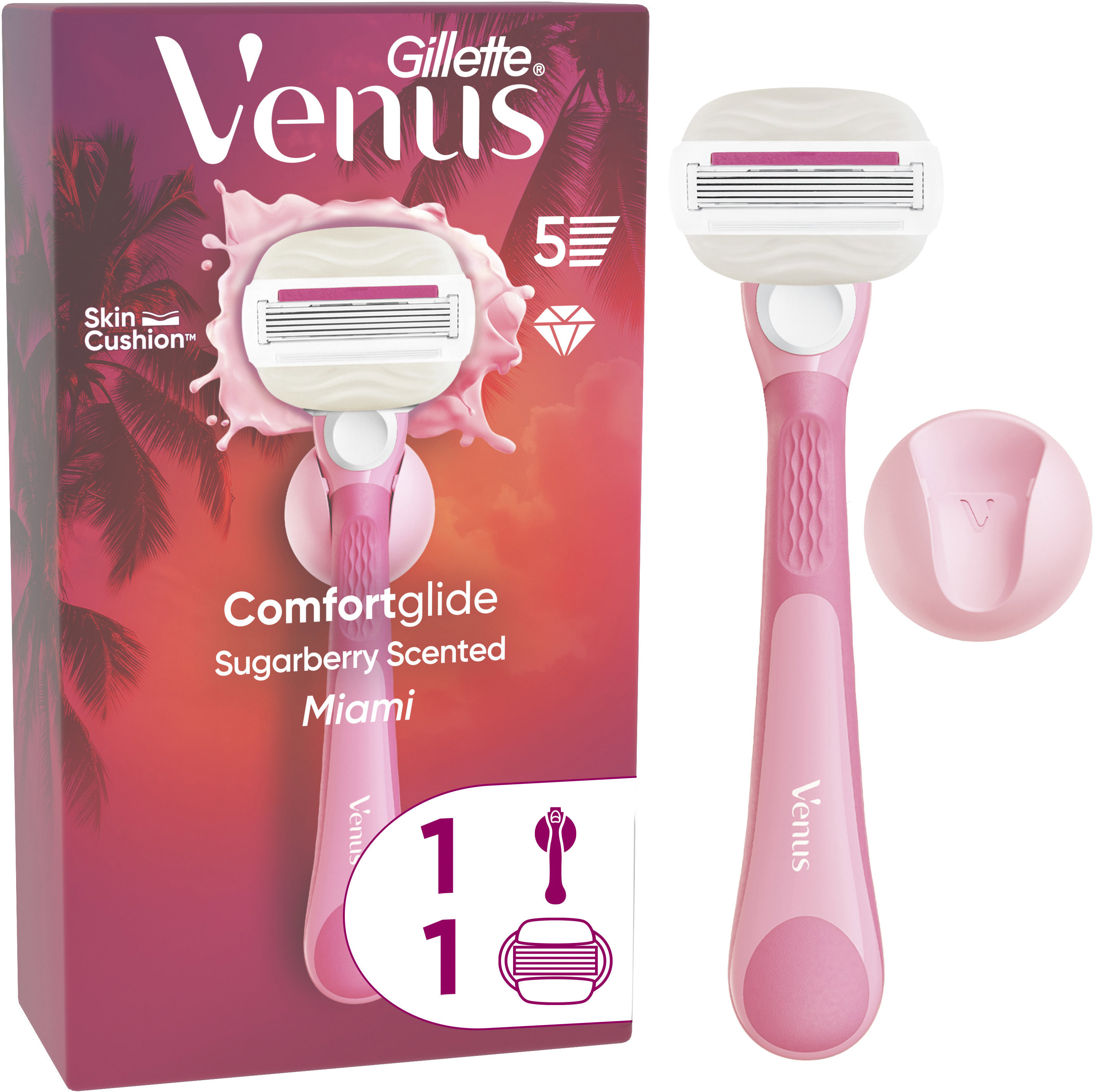 GILLETTE Venus ComfortGlide Sugarberry Scented + hlavica 1 ks + držiak do sprchy