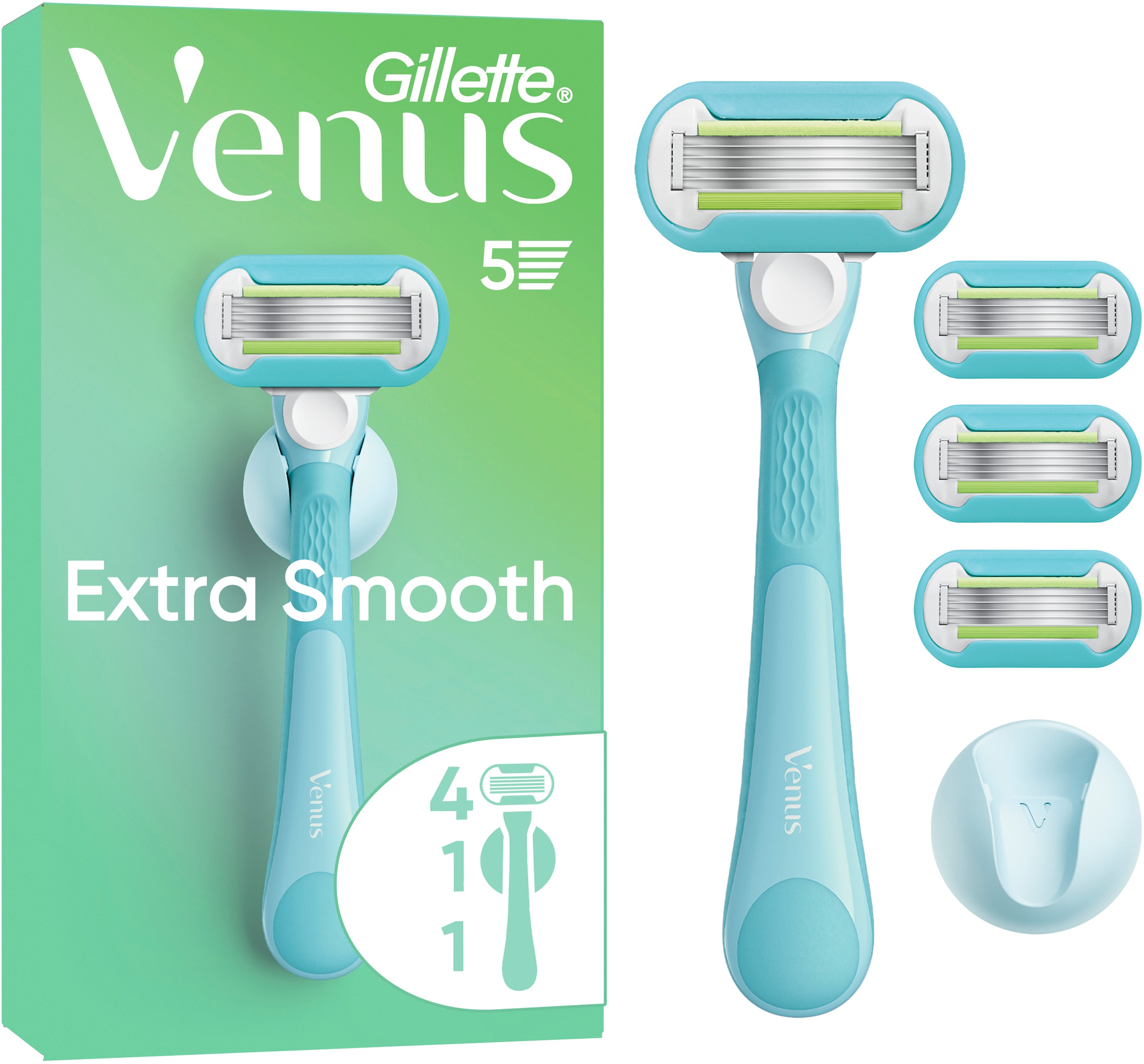 GILLETTE Venus Extra Smooth + hlavice 4 ks a nástenný držiak