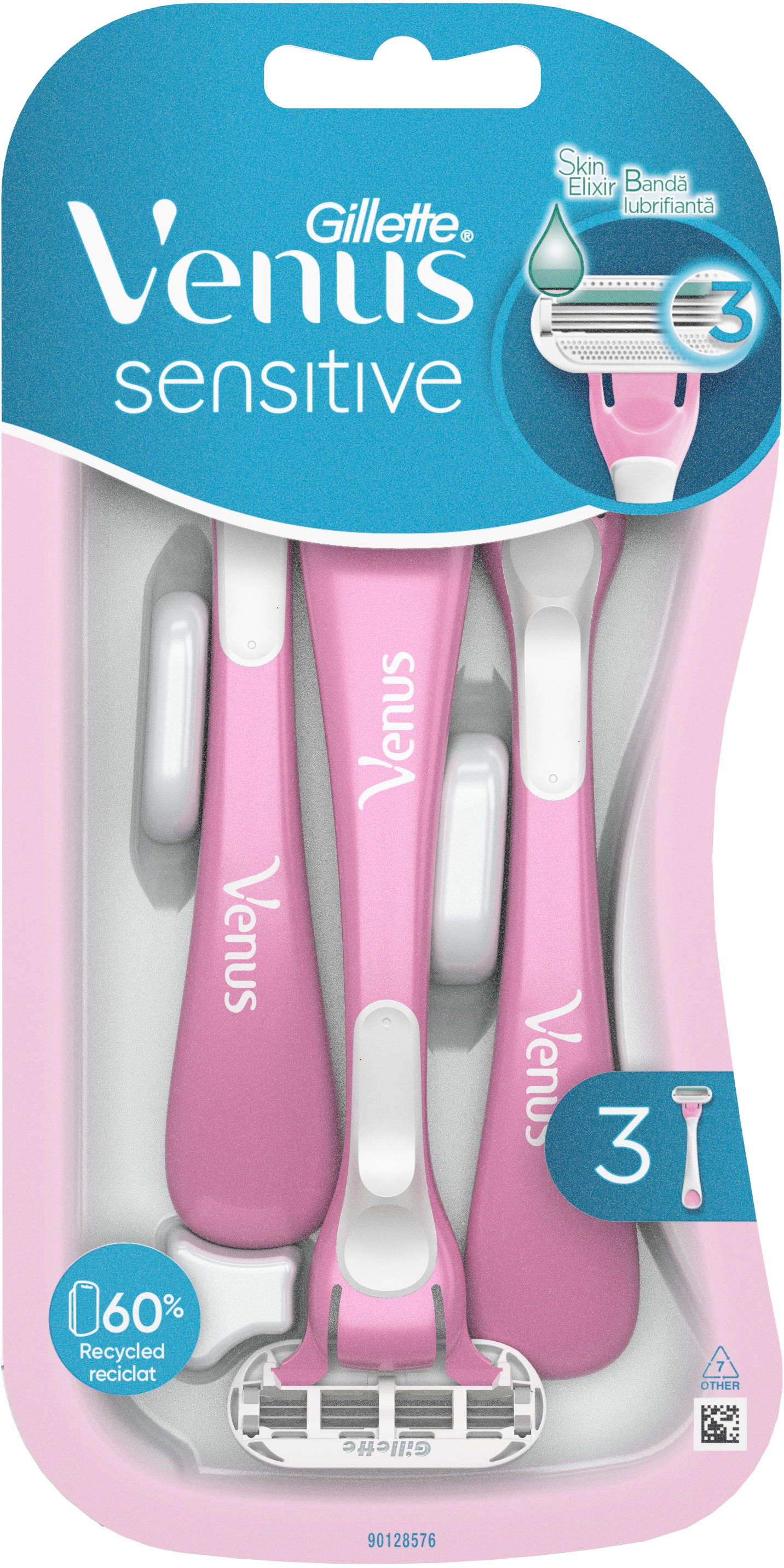 GILLETTE Venus Sensitive Smooth, dámsky jednorazový holiaci strojček, 3 ks