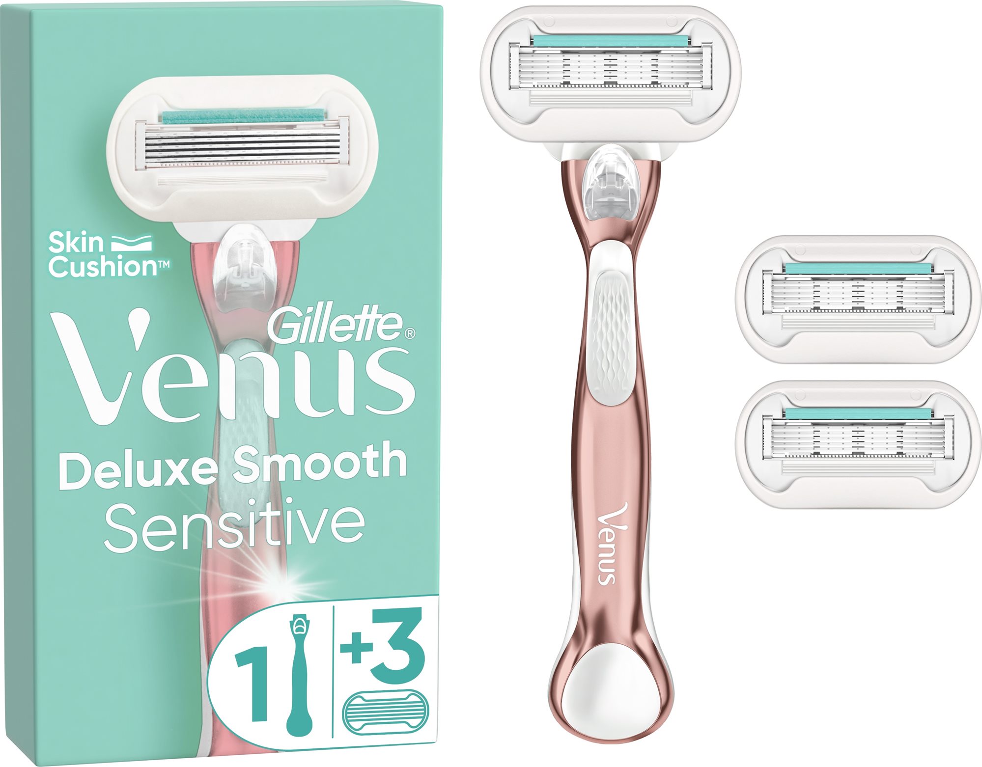 Gillette Venus Deluxe Smooth Sensitive Rosegold + hlavice 3 ks