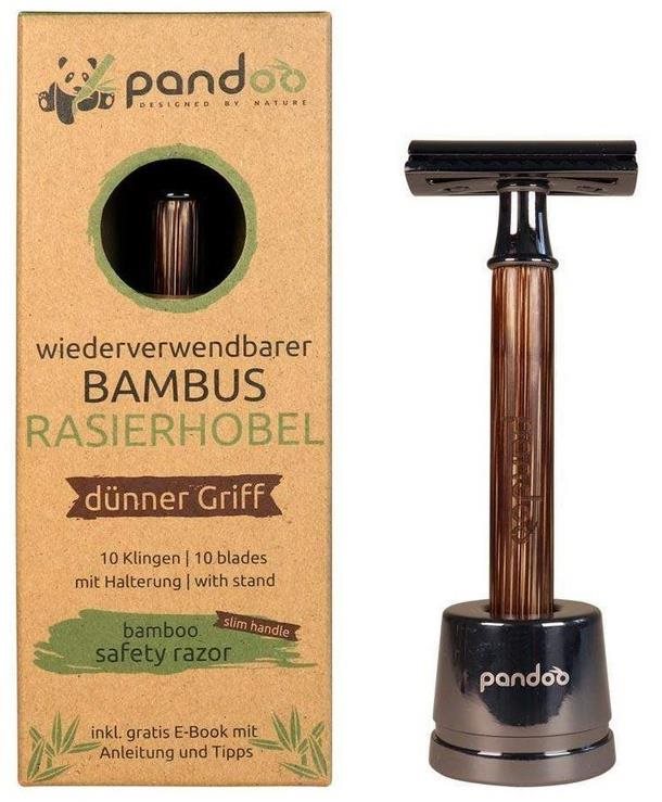 PANDOO Bambusový holiaci strojček tenká rukoväť + žiletky 10 ks