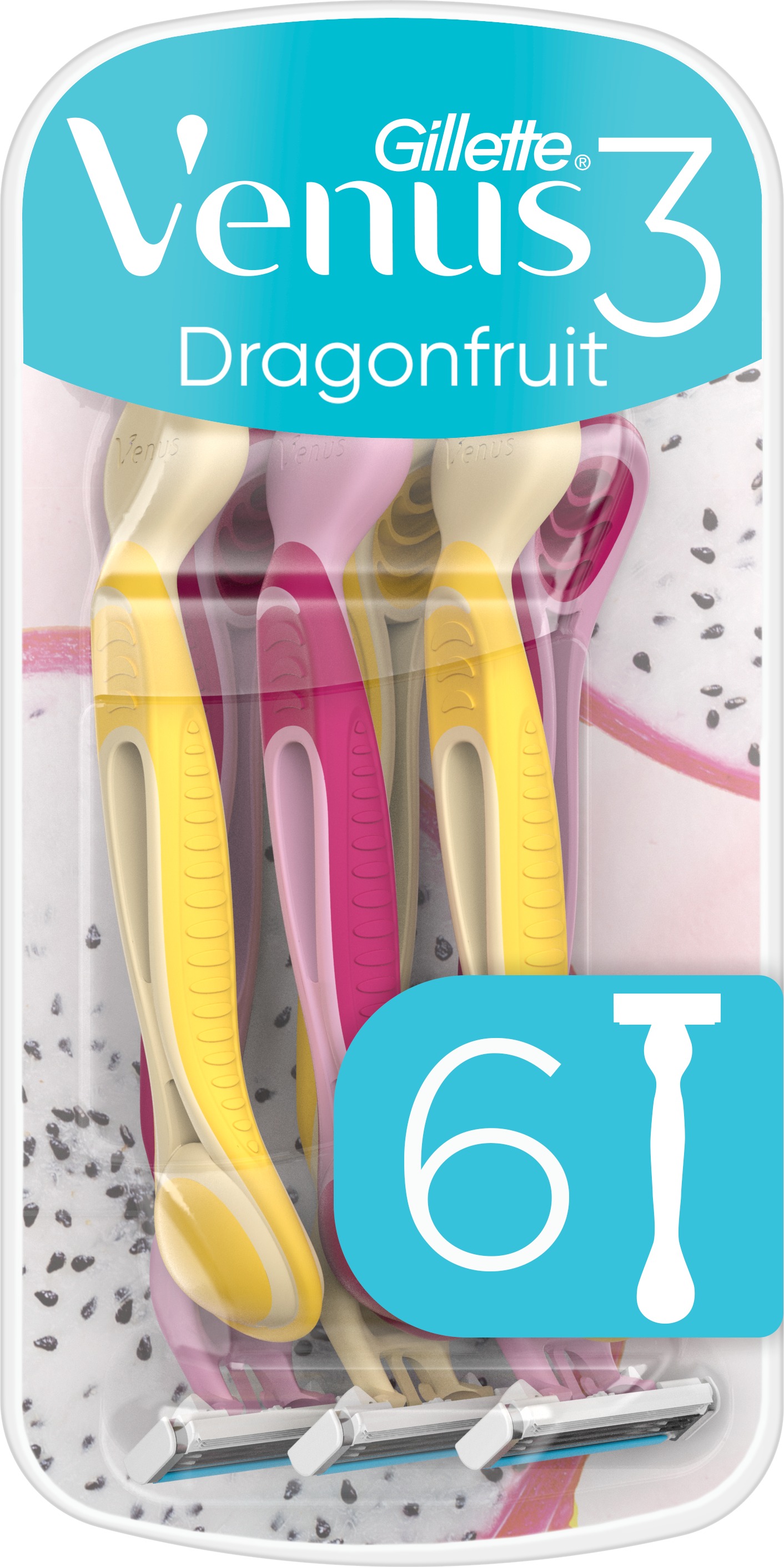 GILLETTE Venus 3 Dragonfruit, dámsky jednorazový holiaci strojček, 6 ks