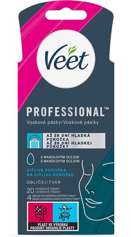 VEET Professional Studené voskové pásky na tvár na citlivú pokožku 20 ks