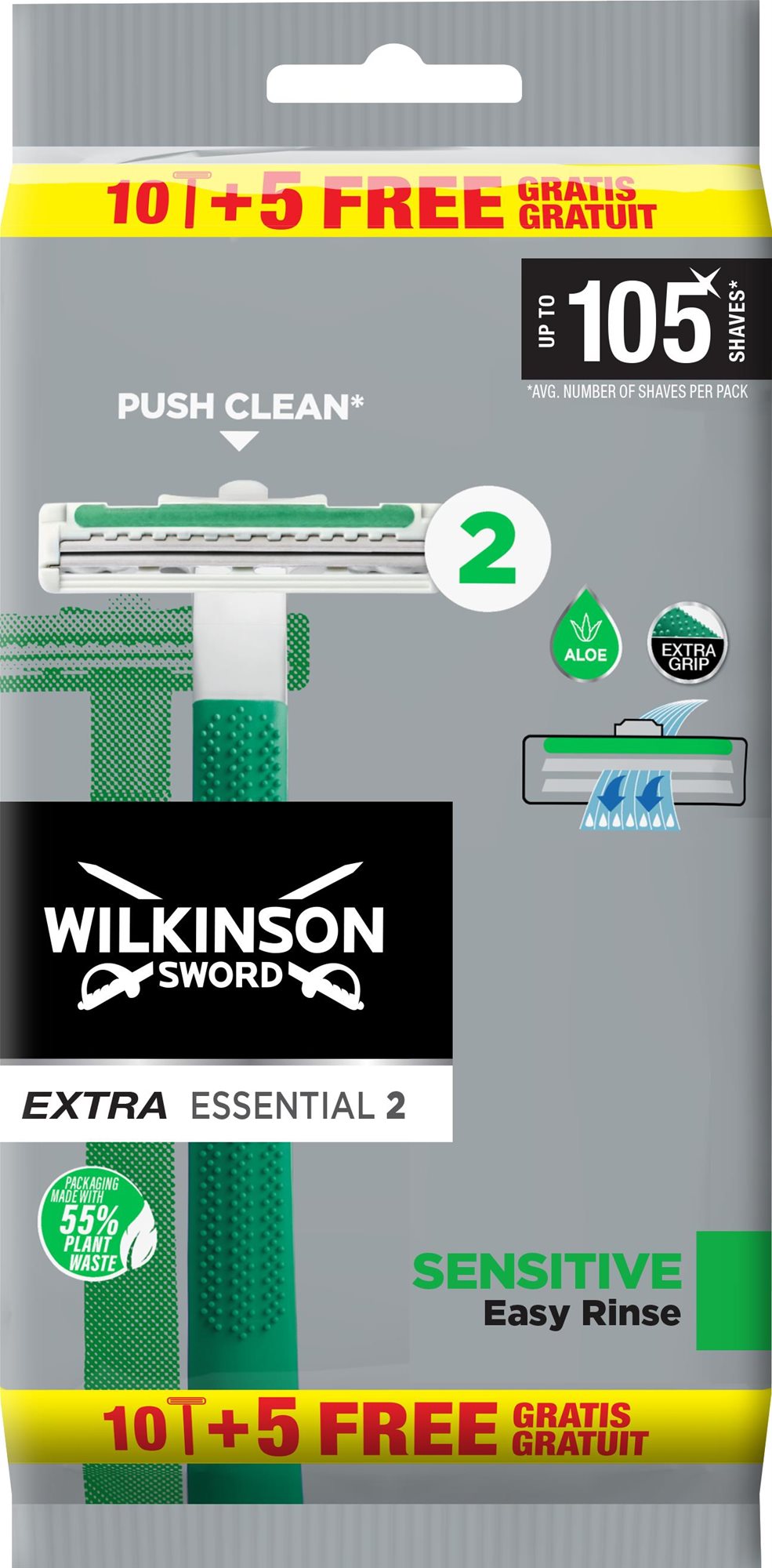 WILKINSON Extra Essential 2 Sensitive 10 + 5 zadarmo