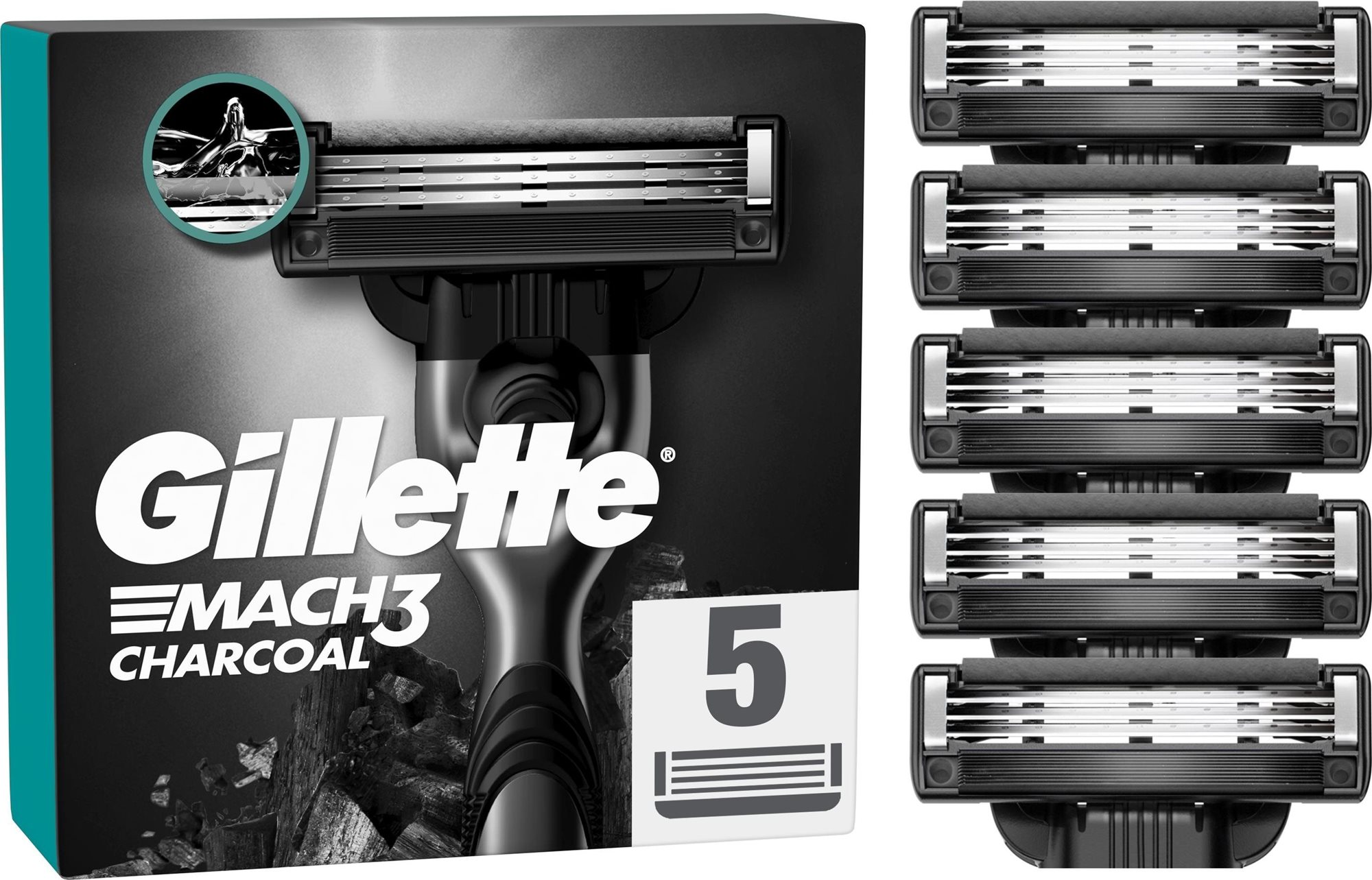 GILLETTE Mach3 Charcoal 5 ks