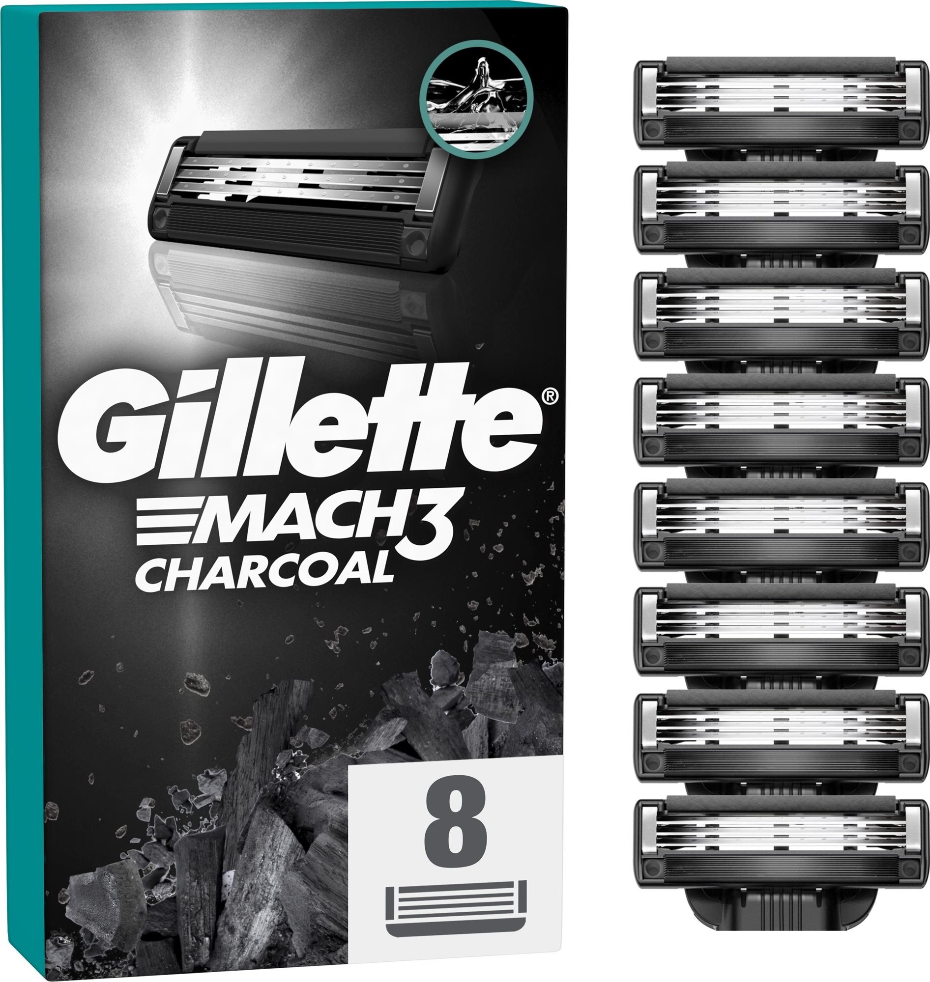 GILLETTE Mach3 Charcoal 8 ks