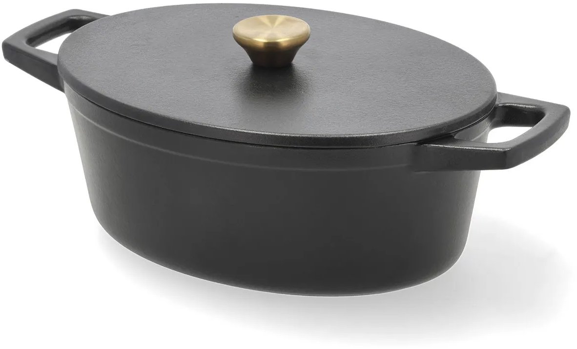 Holm Litinový kastrol oválný 3,8 l Černý