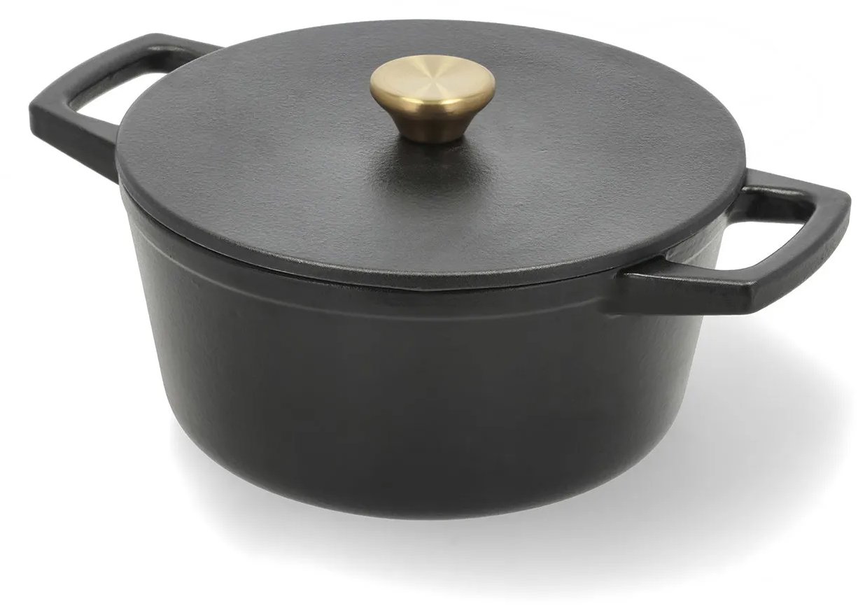 Holm Litinový kastrol kulatý 3,6 l Černý