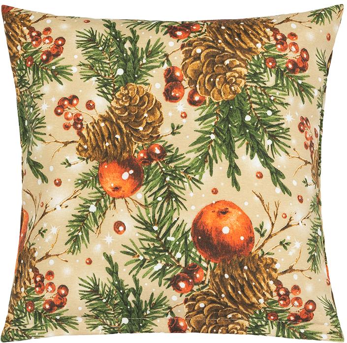 BELLATEX Obliečka VIANOCE 40 × 40 cm 55/125 vianočné šišky a jablká