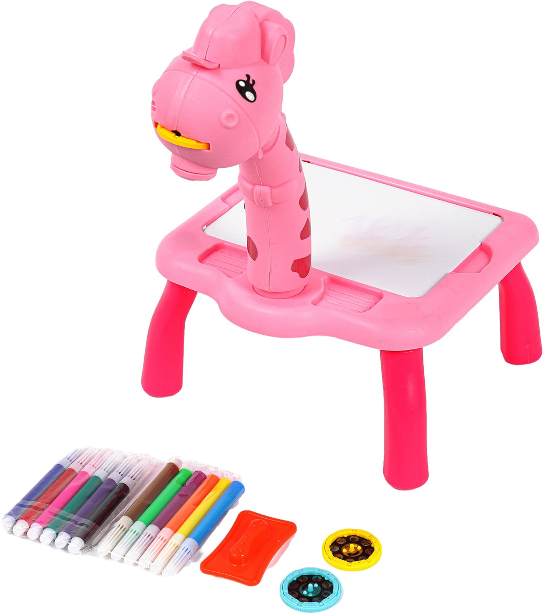 Aga4Kids Detský kresliaci projektor s fixkami a predlohami, ružový