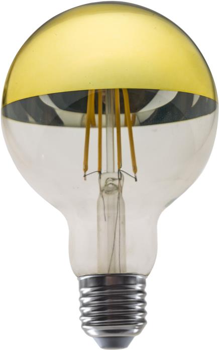 Diolamp zrkadlová žiarovka G95 8 W/230 V/E27/2700 K/900 lm/180° zlatý vrchlík