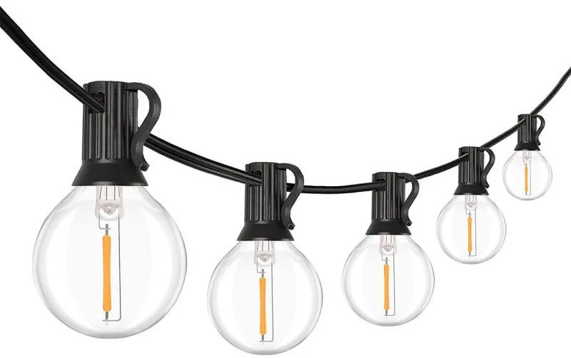 Solight LED vonkajšia reťaz s žiarovkami, 25 žiaroviek, 15 m + 5 m, 20 W, teplá biela