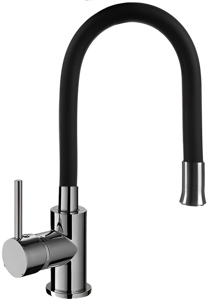 Ruhhy 22821 Flexibilná drezová batéria nehrdzavejúca oceľ 360° strieborno-čierna