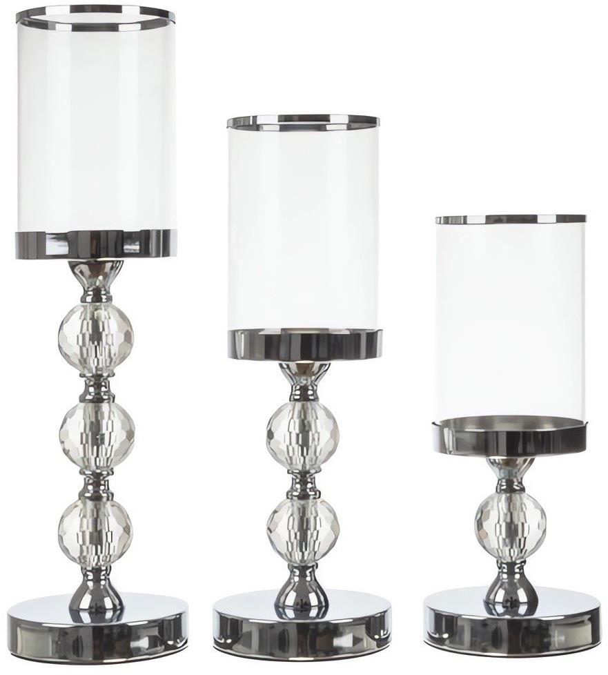 Ruhhy 22314 Súprava svietnikov Glamour, 3 ks strieborná