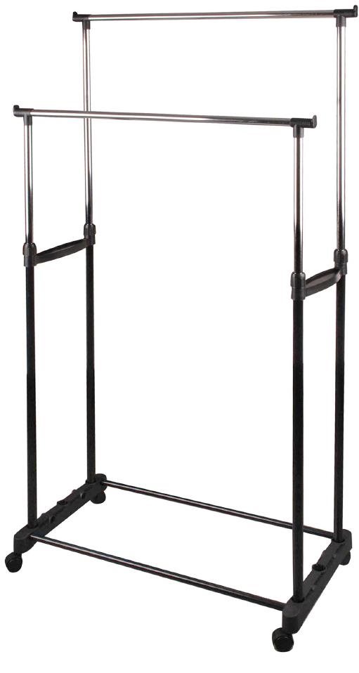 DOCHTMANN Vešiak na oblečenie 80 × 42 × 170 cm dvojitý, na kolieskach