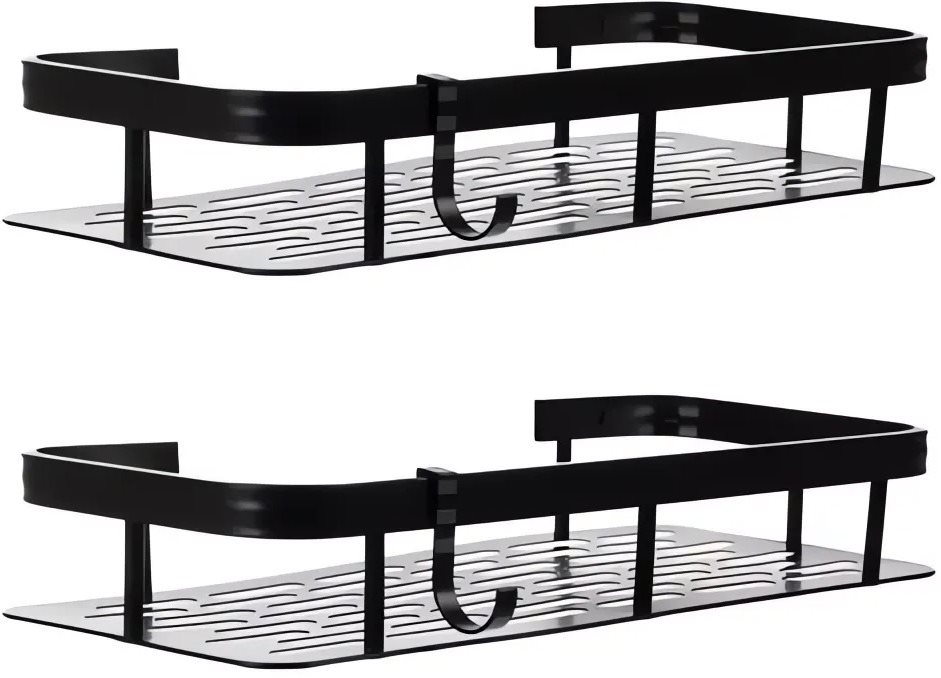 Ruhhy 23170 Nástenná kúpeľňová polička 30 × 13 cm, 2 ks čierna