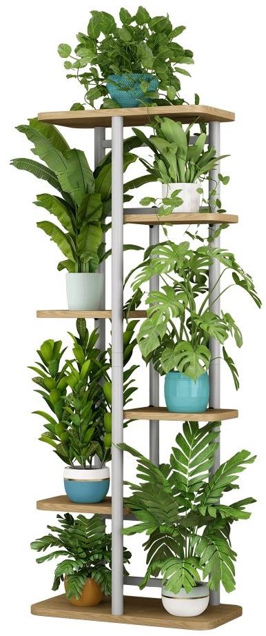 Nejlevněšjí nábytek Stojan na kvety Peperomia 2, biely dub sonoma