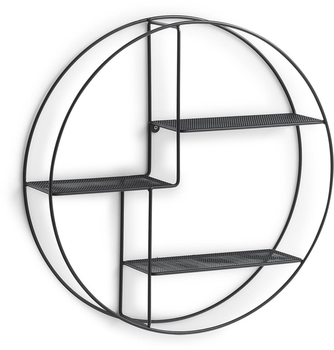 ZELLER Nástenná polička guľatá čierna priemer 55 cm, hĺbka 12cm