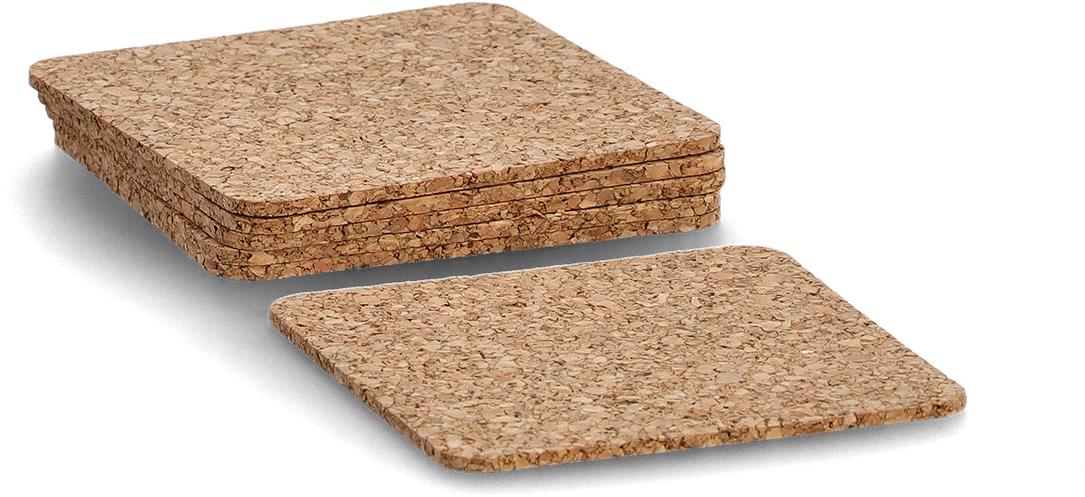 Zeller Podtácka korok 6 ks, štvorcové, 9,5 × 9,5 cm