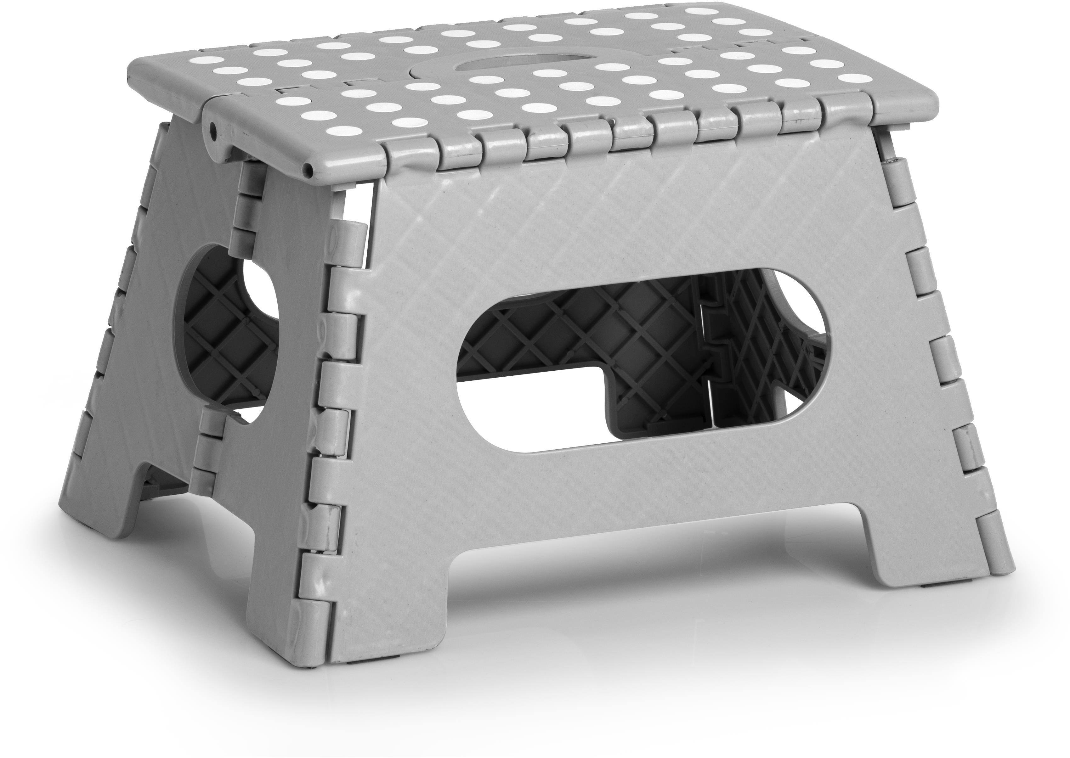 Zeller Skladacia stolička, malá, svetlo sivá, 35 × 28 × 22 cm, nosnosť 150 kg