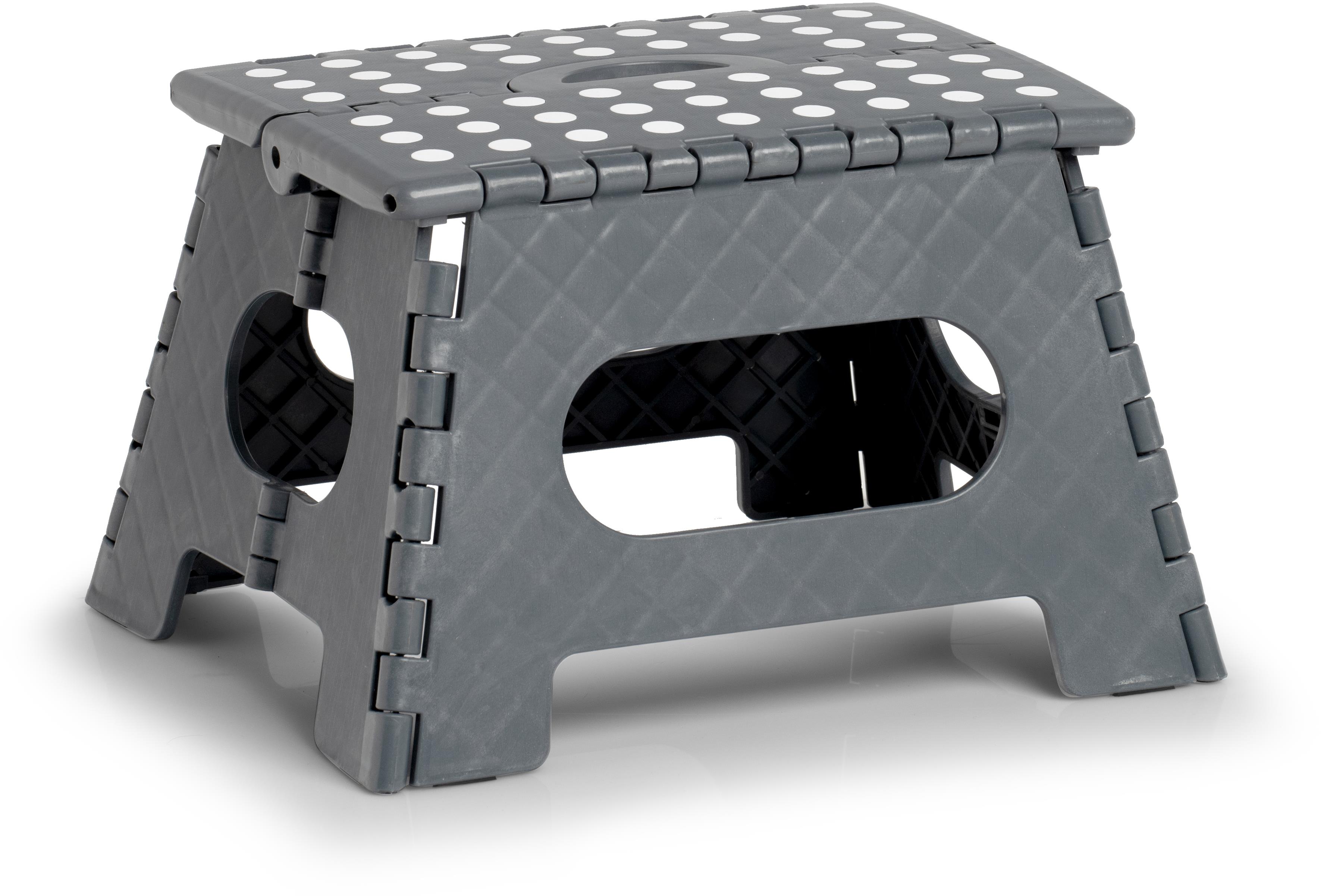 Zeller Skladacia stolička, malá, sivá, 35 × 28 × 22 cm, nosnosť 150 kg