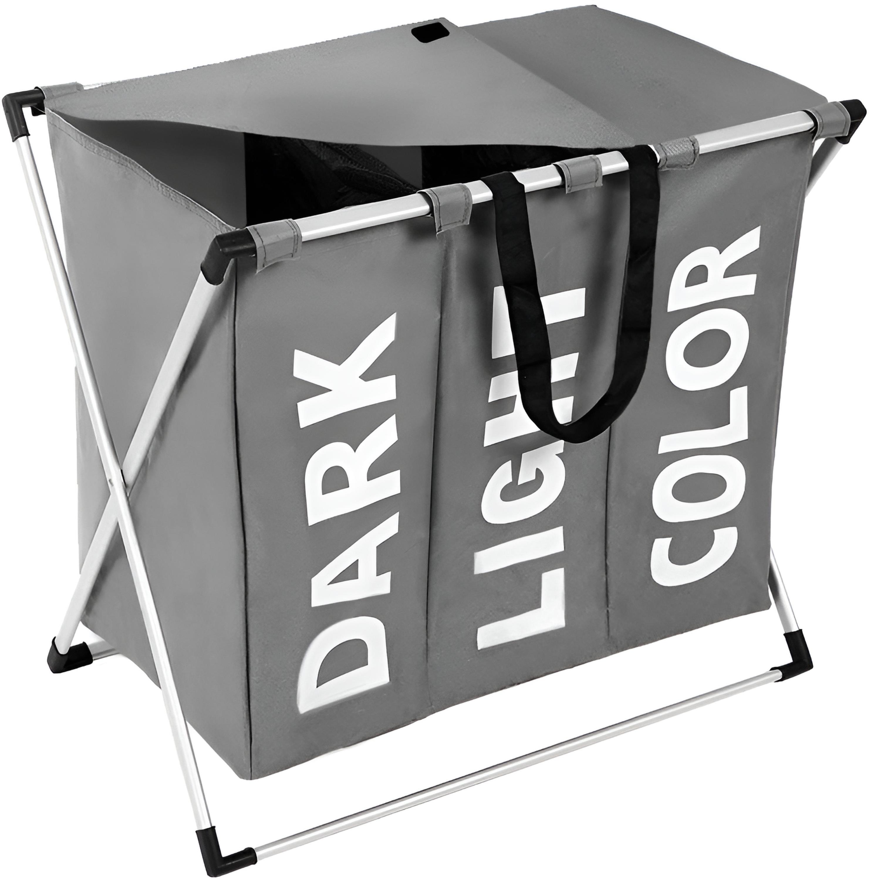 Ruhhy 12257 Trojitý kôš na bielizeň 130 l sivý