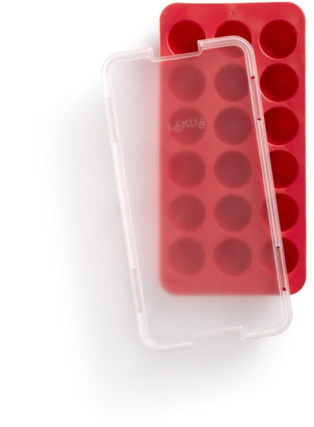 Lékué Silikónová forma na ľad Round Ice Cube Tray 18 kociek červená
