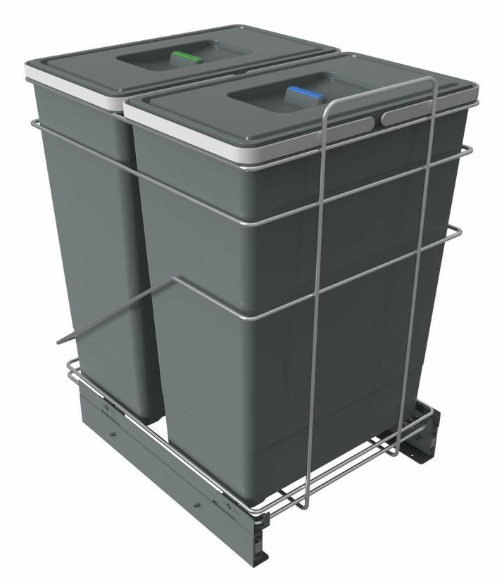 Elletipi ECOFIL Vstavaný odpadkový kôš, výsuvný s rámom, 42 + 42 l